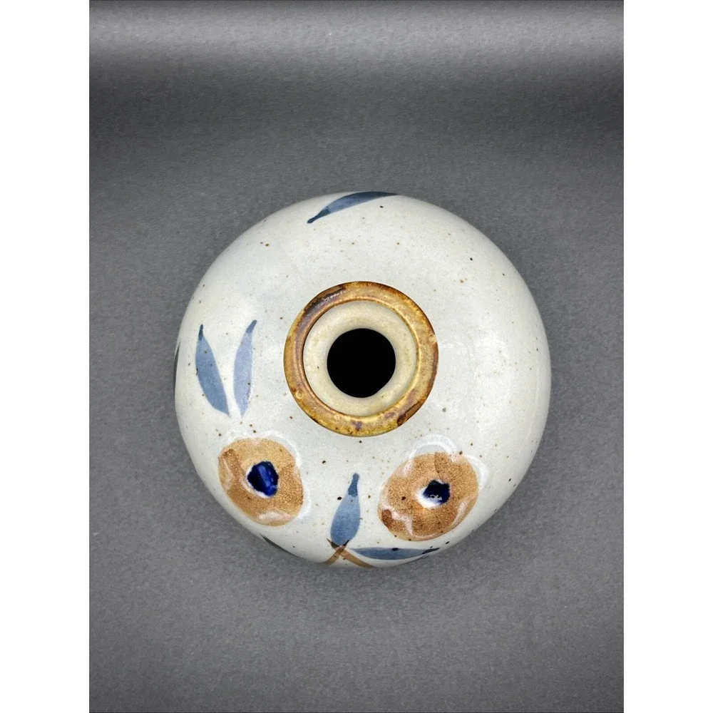 Vase Floral Glazed Art Pottery Hand Painted 3.5